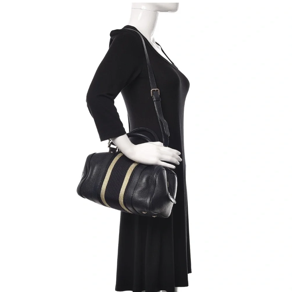 GUCCI Web Boston Striped Bag Leather - Picture 13 of 13